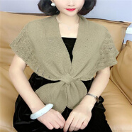 靚女街毛衣披肩搭肩魚尾紋小披肩外搭名媛風(fēng)春夏護(hù)頸椎洋氣針織空調(diào)房搭肩圍脖假領(lǐng)子 淺咖