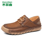 木林森頭層牛皮男士皮鞋鞋男真皮皮鞋2025秋季新款休閑舒適軟皮軟底鞋 咖啡色 38