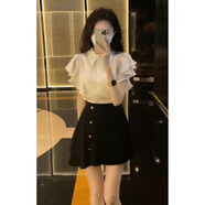 連衣裙女夏季2025新款女裝韓版氣質(zhì)顯瘦時(shí)尚套裝短裙子夏天 襯衫+裙子 S