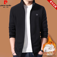 皮爾卡丹品牌純棉加絨衛衣男加厚抓絨開(kāi)衫搖粒絨外套男冬裝羊羔絨保暖夾克 加厚搖粒絨黑色 加絨 170L建議120-135斤