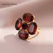 瑪汀薇思花朵水晶戒指女時(shí)尚飾品英國生日禮物輕奢珠寶 酒紅色