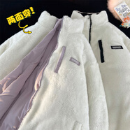 先気雙面穿羊羔絨棉衣男面包服秋冬季男裝晉江棉服男士情侶裝冬天棉襖 雙面穿粉紫色9315 S