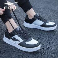 鴻星爾克男鞋板鞋男冬季透氣男士輕便韓版撞色時(shí)尚潮流休閑運動(dòng)鞋男 正白/正黑1096 40