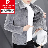 皮爾卡丹（pierre cardin）加絨加厚冬裝外套男士帶毛領(lǐng)仿夾克潮流冬季保暖休閑毛呢子 灰色+毛衣 L 170/L 適合106-116斤