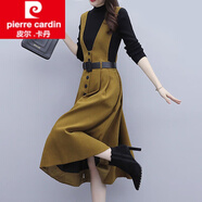 皮爾卡丹（pierre cardin）女裝毛呢背心連衣裙女裝秋冬季2025年新款爆大氣小個(gè)子打底套裝新 姜黃色 3XL 145-160斤