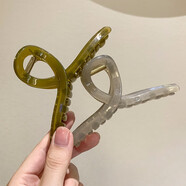 美麗義飾 大號(hào)網(wǎng)紅抓夾亞克力盤發(fā)優(yōu)雅氣質(zhì)鯊魚(yú)夾后腦勺頭飾發(fā)卡高顏值夾 13#果凍綠色+灰色
