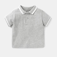 贏一貝嬰兒衣服POLO衫短袖T恤0-3歲男童夏裝寶寶女小童上衣兒童幼兒外出 淺灰色 90cm