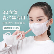 戀雪兒一次性兒童口罩3d立體獨(dú)立包裝白色透氣兒童款國標(biāo)學(xué)生青少年 10只白色  少年款M碼（10只/袋裝）