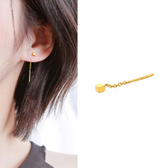 匠蘊黃金耳釘女足金999實(shí)心方塊吊墜耳線(xiàn)簡(jiǎn)約韓版耳環(huán)送女友禮物 單只2cm耳線(xiàn) 克重約0.42克
