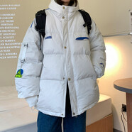 NASALIKE加厚假兩件連帽棉服女工裝情侶棉衣網(wǎng)紅款冬季2025新款潮學生棉襖 上上簽555款白色 L