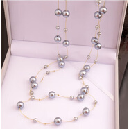 沫蘊【特價(jià)撿漏】珍珠衣服掛件配飾項鏈女毛衣鏈2025年新款潮長(cháng)款小眾 灰珠子款