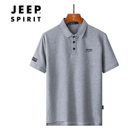 吉普（JEEP）polo保羅衫男短袖t恤2025夏時尚休閑簡約透氣翻領條紋上衣男 PS7225款灰色 M 建議100-120斤