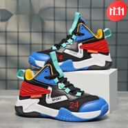 駱駝品牌斷碼童鞋2025夏季男童網(wǎng)面透氣籃球鞋中大童防滑運動(dòng)鞋男 黑寶藍 30 /鞋內長(cháng)18.8cm