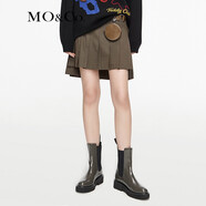MO&Co.抗皺系列校園風(fēng)不規則百褶半身裙黑色設計感小眾裙子摩安珂 栗棕色 XS