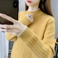 VJWK 適合胖人穿的衣服加肥加肥婆秋冬裝加大碼胖mm斤半高領(lǐng)加厚毛衣女秋冬季內搭寬松百搭打底針織衫 黃色 S_建議85-95斤以?xún)?
                                         title=