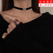 萌客朵黑繩項鏈女鎖骨鏈輕奢小眾choker頸帶高級感脖子配飾頸鏈裝飾項圈 字母項圈