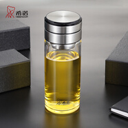 希諾（HEENOOR）茶水分離玻璃杯男士高檔辦公泡茶帶濾網(wǎng)便攜大容量加厚隔熱水杯子 本色-480ml【單層加厚】禮盒裝 禮盒裝+獨(dú)立茶倉(cāng)