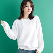 品詩(shī)歌人純棉衛(wèi)衣女裝圓領(lǐng)春秋薄款寬松白色百搭簡(jiǎn)約休閑女潮ins印花衛(wèi)衣 W純白色 M