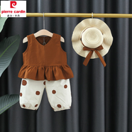 皮爾卡丹（pierre cardin）女童純棉連衣裙夏季兒童小女孩背心裙0到3歲女寶寶夏裝公主裙子 圓點(diǎn)套裝 66 cm(66cm)