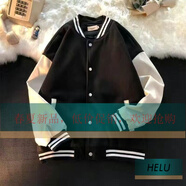 韓版ins寬松學(xué)生棒球服男女春秋原宿風(fēng)百搭薄款夾克港風(fēng)開(kāi)衫外套潮R 純色黑色棒球服春秋款 XL 110-125斤可穿