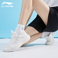李寧（LI-NING）跑步鞋女鞋網(wǎng)面透氣輕便軟底跑鞋跳繩健身鞋子運動鞋 云霧白/壞小紫-1 35.5