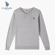 U.S. POLO ASSN.USPA男士針織衫簡(jiǎn)約商務(wù)毛衣V領(lǐng)純棉男裝上衣寬松保暖打底毛衫