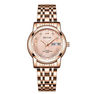 卡西毆手表瑞士手表女全自動(dòng)機械表夜光防水鑲鉆女學(xué)生韓版腕表 卡西歐玫底玫金女神款