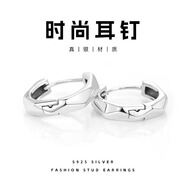 羅泰老銀匠925銀素圈耳釘男士款時(shí)尚高級(jí)感氣質(zhì)耳扣潮男耳圈禮物 多邊形耳釘（一對(duì)）