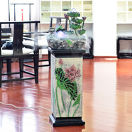 人文家居 假山噴泉流水擺件工藝品客廳玄關(guān)桌面加濕器創(chuàng  )意辦公室高山水景裝飾品開(kāi)業(yè)禮品送朋友 中號配底座 38*30*108CM