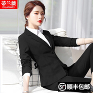 蒂蘭薇小西裝女職業(yè)裝女裝套裝正裝女士商務面試西服前臺酒店工作服 黑色西裝+褲(一粒扣) L(建議 100-110斤以內(nèi))