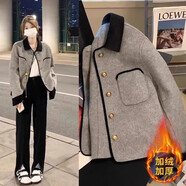 妍莉芬（yanlifen）小香風(fēng)外套女裝短款2025年春季新款休閑棒球服風(fēng)衣外套上衣春秋 外套【夾棉加厚】 L 【95-120斤】