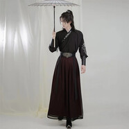 稻橙古裝原創(chuàng)漢服男情侶交領(lǐng)襦裙刺繡武俠風(fēng)中國風(fēng)成人學(xué)生套裝表演 朝歌/腰帶+護腕 L