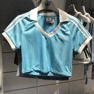 阿迪達(dá)斯（adidas）三葉草短袖女裝夏季新款翻領(lǐng)足球風(fēng)健身運(yùn)動(dòng)服透氣休閑短款T恤 IR9779 XS