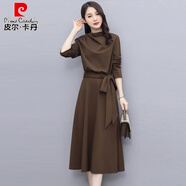 皮爾卡丹貴夫人時(shí)尚品牌連衣裙女長(cháng)袖高檔春秋2025新款今年流行假兩件套裝 咖色-春秋款長(cháng) 袖正式場(chǎng)合高 L (適合106-115斤)