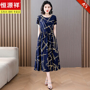 恒源祥高端氣質(zhì)棉綢連衣裙女2026新款中年夏裝夏天大尺碼洋氣長(cháng)裙有口袋 【送媽媽禮物】11號 3XL （建議130斤-140斤）