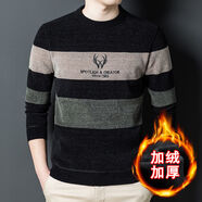 NASALIKE新款男士圓領(lǐng)雪尼爾毛衣加絨加厚保暖內(nèi)衣中青年男毛衣男裝打底衫 8607款綠色 190/4XL