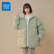 真維斯（JEANSWEST）棉服女2024新款冬季新款寬松立領(lǐng)加厚保暖情侶面包服棉襖外套女生 百合綠 純色 XL