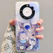 斐普特 夜光液體流沙貓咪適用于華為mate60pro手機殼華為pura70高級感50/40全包防摔創(chuàng  )意簡(jiǎn)約透明殼 【藍莓貓咪】夜光流沙 華為Mate60Pro/Pro+通用