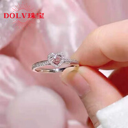 DL 1998莫桑粉鉆戒指女歐美石系列超閃碎冰切甜美氣質(zhì)方項鏈耳 愛(ài)心粉鉆戒指-均碼開(kāi)口