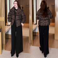 忻依美豹紋印花立領(lǐng)棉服女2024冬季新款小個(gè)子加厚保暖短款面包服外套 咖色豹紋 L 【110-125斤】