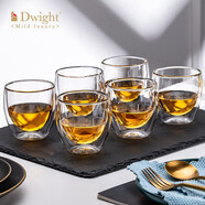 德韋特（DWIGHT）高檔耐熱水晶玻璃杯套裝雙層隔熱牛奶杯家用加厚龍井泡綠茶杯子 275ml雙層杯*6