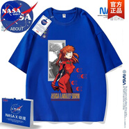 NASA ABOUT動漫聯(lián)名EVA男女夏綾波麗純棉明日香痛衣短袖新世紀(jì)福音戰(zhàn)士 克萊因藍(lán)-EVA-SH395-- 2XL (重磅純棉)