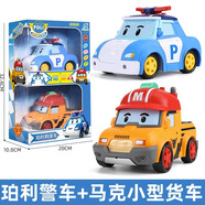 變形警車珀利機器人玩具兒童男女孩小汽車警車poli安巴救護車救援隊6全套禮物 【音樂款大號】珀利+馬克981-2