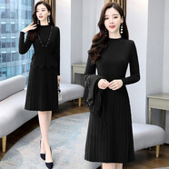 蘇洛琳休閑時(shí)尚套裝新款連衣裙子女裝2023年春季秋天女士長(cháng)袖氣質(zhì)衣服 黑色 均碼（建議80-120斤）