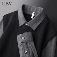 UBV假兩件針織衫男士襯衫領(lǐng)毛衣2023新款加絨輕商務(wù)秋冬毛呢保暖上衣 黑色 L（建議105-130斤）