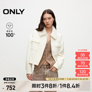 ONLY秋冬100%綿羊毛純色短款毛領(lǐng)毛呢大衣女|12434T004 A43 奶油白色 M (165) 84A