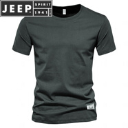 JEEP SPIRIT美式復(fù)古重磅t恤男夏季純棉復(fù)古厚實(shí)打底衫白色軍綠色短袖男女款 A80一深灰 S (100-120斤)