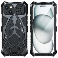 龍豈蘋(píng)果15手機殼金屬邊框保護套iPhone15Promax全包邊防摔定制ip16pm硅膠防塵塞夏天財神加厚防摔個(gè)性 蘋(píng)果15 黑色（金屬+軟硅膠）防塵塞