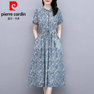 皮爾卡丹（pierre cardin）全棉小碎花連衣裙女中長款2025夏時尚氣質(zhì)翻領(lǐng)顯瘦印花純棉布裙子 蘭花 0522款 M 建議105斤以內(nèi)