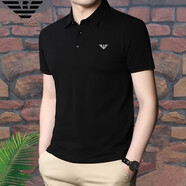 AEXP品牌男裝新款短袖T恤男夏季純.棉翻領(lǐng)商務(wù)休閑絲光棉POLO A-2031黑色 M 165